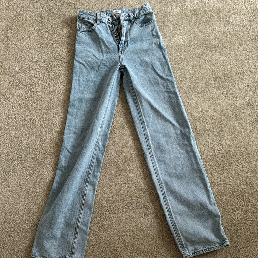 blue pacsun straight mid rise jeans, no rips, size 24